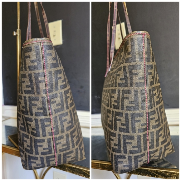 Fendi Zucca Coated Canvas Spalmati Roll Shopper Tote Brown - Picture 11 of 15